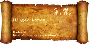 Hinger Norma névjegykártya